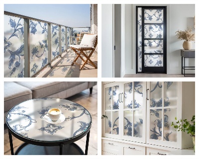 Film fenêtre décoratif occultant vitrail ornement floral