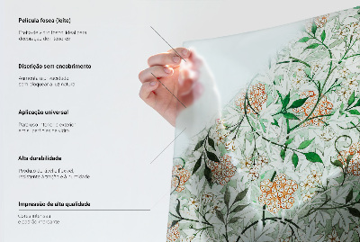 Vitrail autocollant pour fenêtre feuilles fleurs