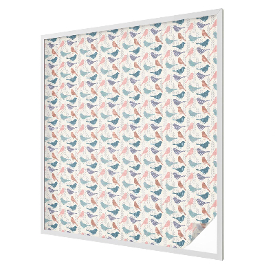 Vitrail autocollant pour fenêtre oiseaux pastel