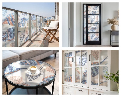 Film occultant fenêtre effet vitrail Coquillages