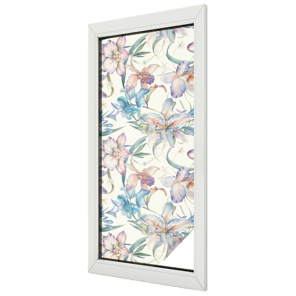 Vitrail autocollant pour fenêtre motif floral