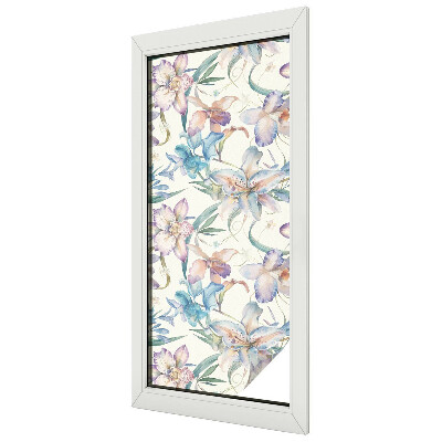 Vitrail autocollant pour fenêtre motif floral