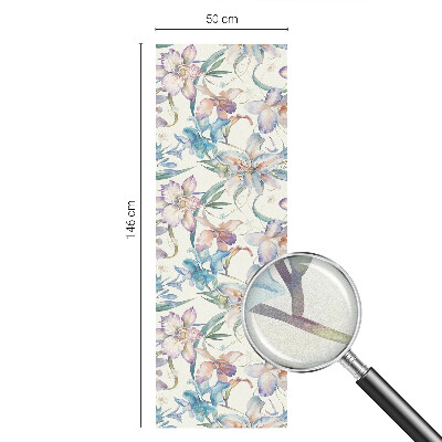 Vitrail autocollant pour fenêtre motif floral