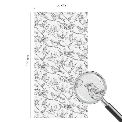 Film fenêtre décoratif occultant vitrail Oiseaux et fleurs