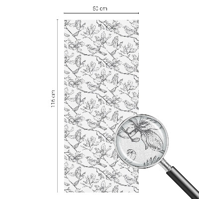 Film fenêtre décoratif occultant vitrail Oiseaux et fleurs