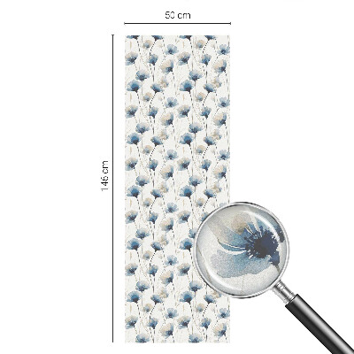 Film occultant fenêtre effet vitrail fleurs bleues