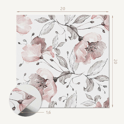 Carreaux de vinyle auto-adhésifs Fleurs à l'aquarelle dans un motif délicat