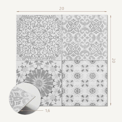 Carreaux pvc Composition florale-géométrique