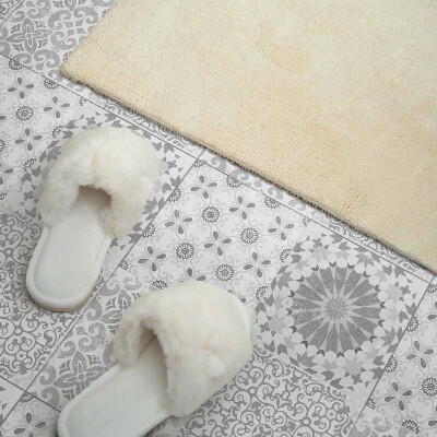 Carreaux pvc Composition florale-géométrique