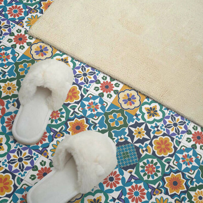 Carreaux pvc Géométrie et fleuristerie en harmonie