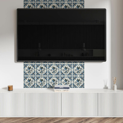 Carreaux vinyle Un graphique d'un oiseau entouré de fleurs