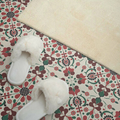 Carreaux de vinyle auto-adhésifs Motif floral symétrique dans un motif délicat