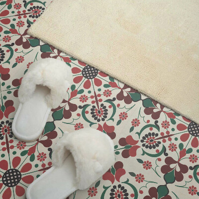 Carreaux de vinyle auto-adhésifs Motif floral symétrique dans un motif délicat