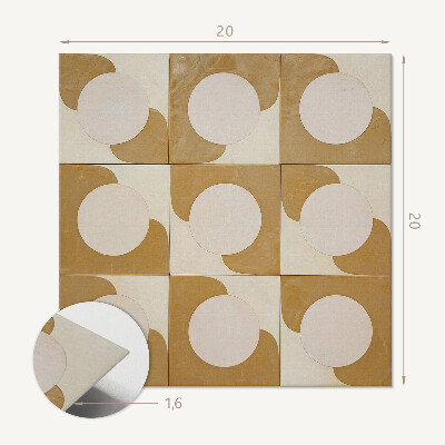 Carreaux de vinyle auto-adhésifs Un motif de cercles et d'arcs dans un style géométrique