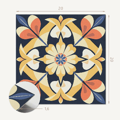 Carreaux de vinyle auto-adhésifs Mandala aux accents floraux