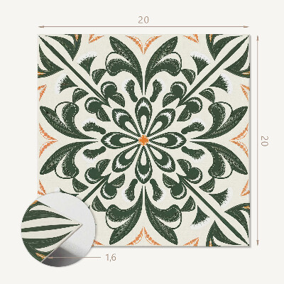 Carreaux de vinyle auto-adhésifs Fleurs entourées de feuilles
