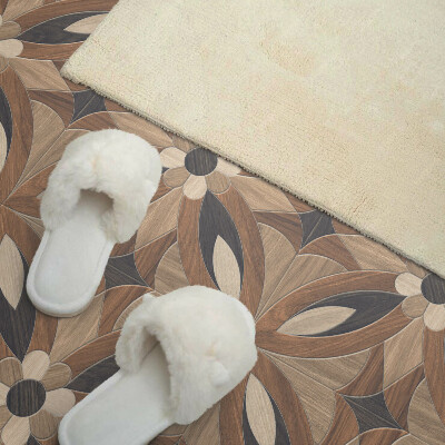 Carreaux de vinyle auto-adhésifs Fleurs en bois dans un style naturel