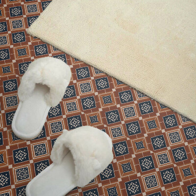 Carreaux de vinyle auto-adhésifs Géométrie marron et blanche