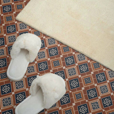 Carreaux de vinyle auto-adhésifs Géométrie marron et blanche