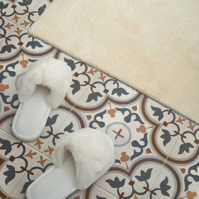 Carreaux vinyle Motif à carreaux avec des fleurs