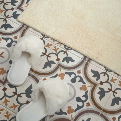 Carreaux vinyle Motif à carreaux avec des fleurs