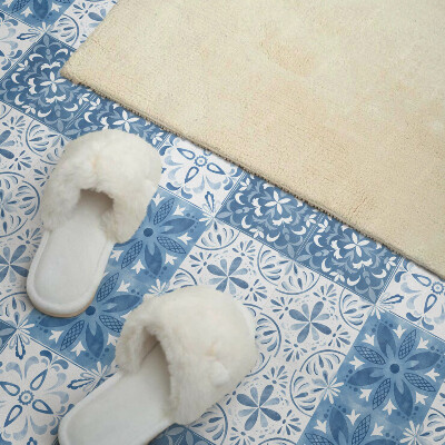 Carreaux de vinyle auto-adhésifs Motif floral dans des carreaux élégants