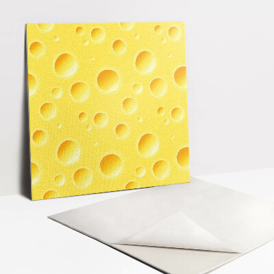 Adhésif Vinyle Carreaux Fromage jaune avec des trous