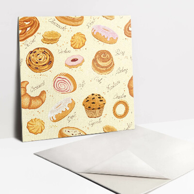 Adhésif Vinyle Carreaux Beignets, croissants et muffins