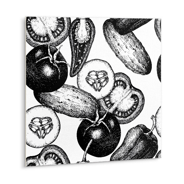 Carreau vinyl adhésif Légumes noirs et blancs