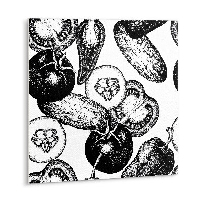 Carreau vinyl adhésif Légumes noirs et blancs