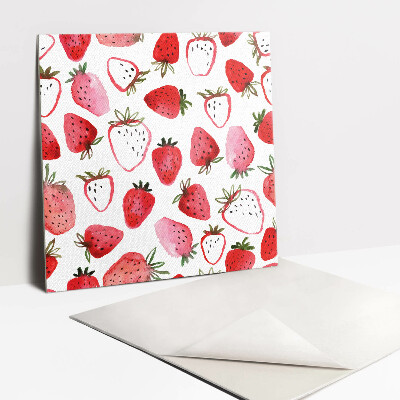 Adhésif Vinyle Carreaux Fraises rouges