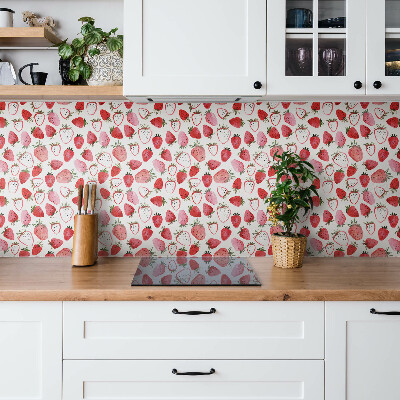 Adhésif Vinyle Carreaux Fraises rouges