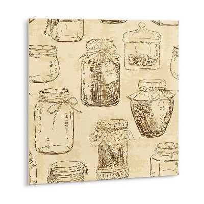 Carreau vinyl adhésif Pots sur fond marron