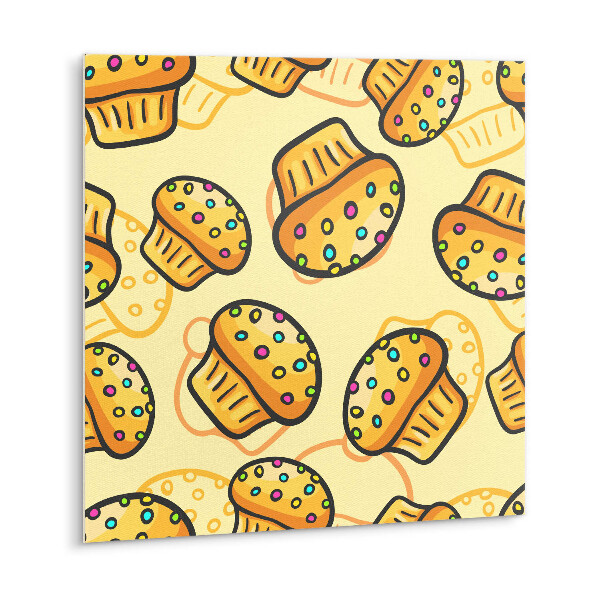 Carreau vinyl adhésif Cupcakes colorés sur fond jaune