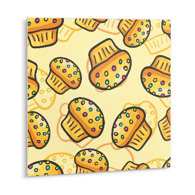 Carreau vinyl adhésif Cupcakes colorés sur fond jaune