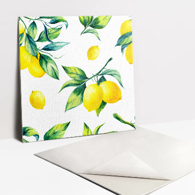 Adhésif Vinyle Carreaux Brins de feuilles et de citrons