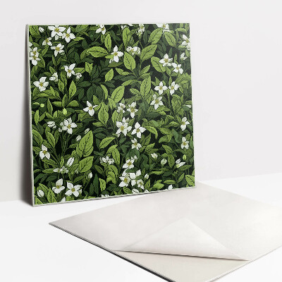 Carreaux de vinyle Fleurs et feuilles blanches