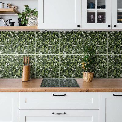 Carreaux de vinyle Fleurs et feuilles blanches