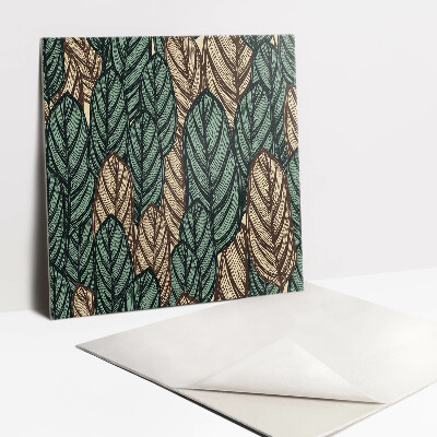 Carreau vinyl adhésif Feuilles bohèmes dessinées