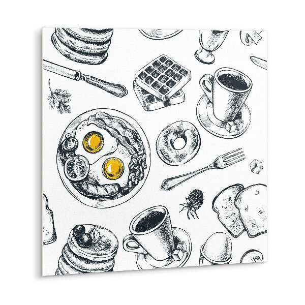 Carreau vinyl adhésif Petit-déjeuner en noir et blanc