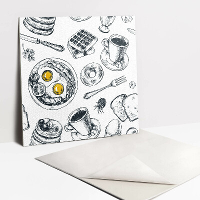 Carreau vinyl adhésif Petit-déjeuner en noir et blanc