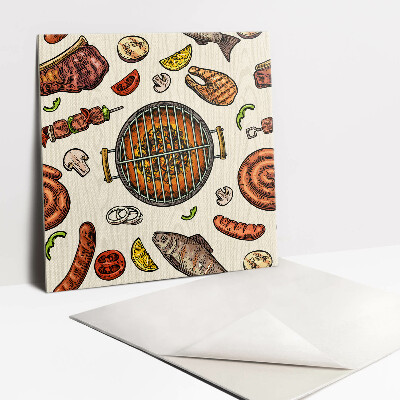 Carreau vinyl adhésif Plats grillés