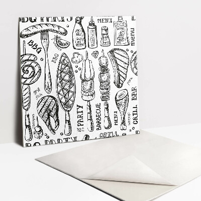 Carreau vinyl adhésif Thème du barbecue