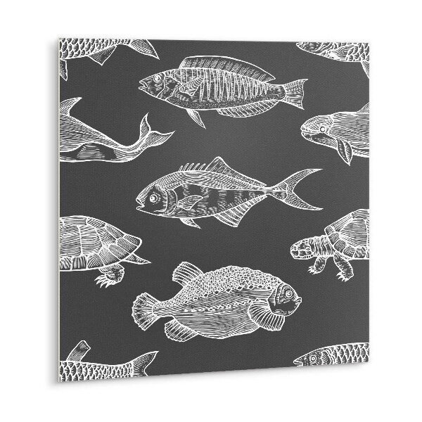 Carreaux de vinyle Poisson et tortue de dessin animé