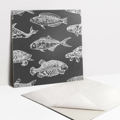 Carreaux de vinyle Poisson et tortue de dessin animé