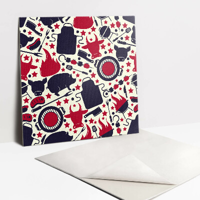 Adhésif Vinyle Carreaux Grill de dessin animé