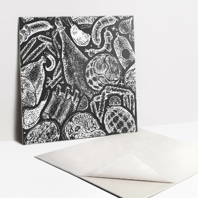 Adhésif Vinyle Carreaux Charcuterie noire et blanche