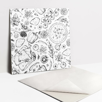 Adhésif Vinyle Carreaux Épices, légumes et fruits