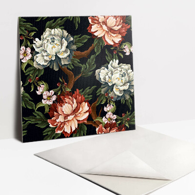 Adhésif Vinyle Carreaux Fleurs colorées
