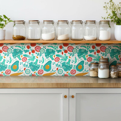 Adhésif Vinyle Carreaux Légumes et fruits de dessins animés